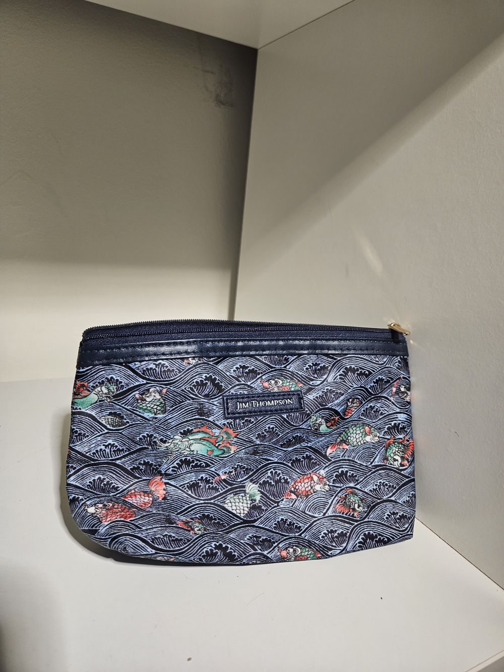 Jim Thompson Navy Koi  Zip Cosmetic Pouch